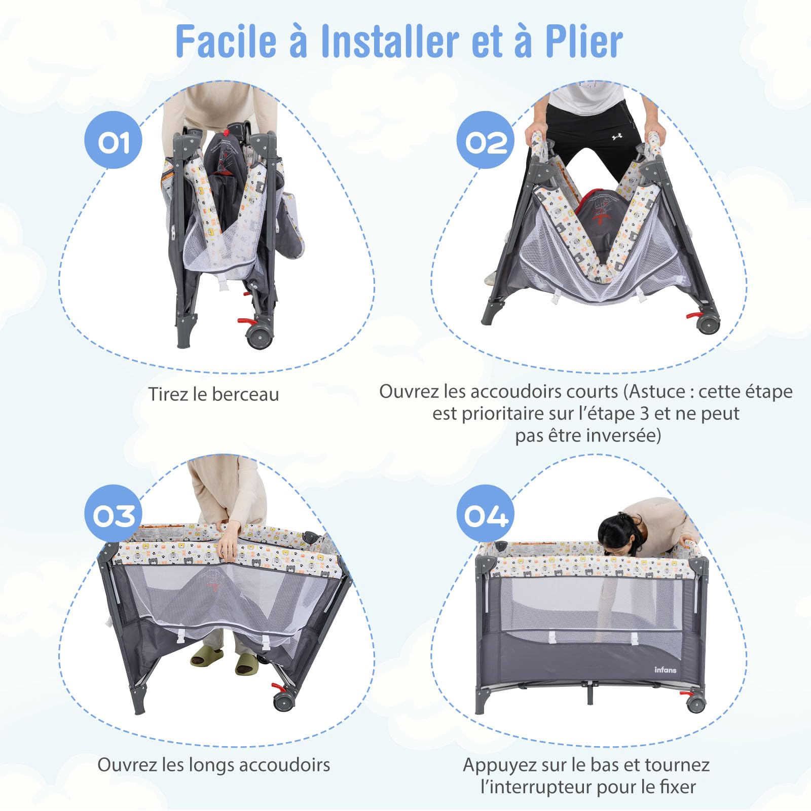 GOPLUS Cuna Lateral a la Cama, con Cambiador, Cojín Suave, Soporte para Juguetes y Espacio de Almacenamiento, Ajustable en Altura, Parque para Bebé de 0-9 Meses con 2 Ruedas y Bolsa (Gris)