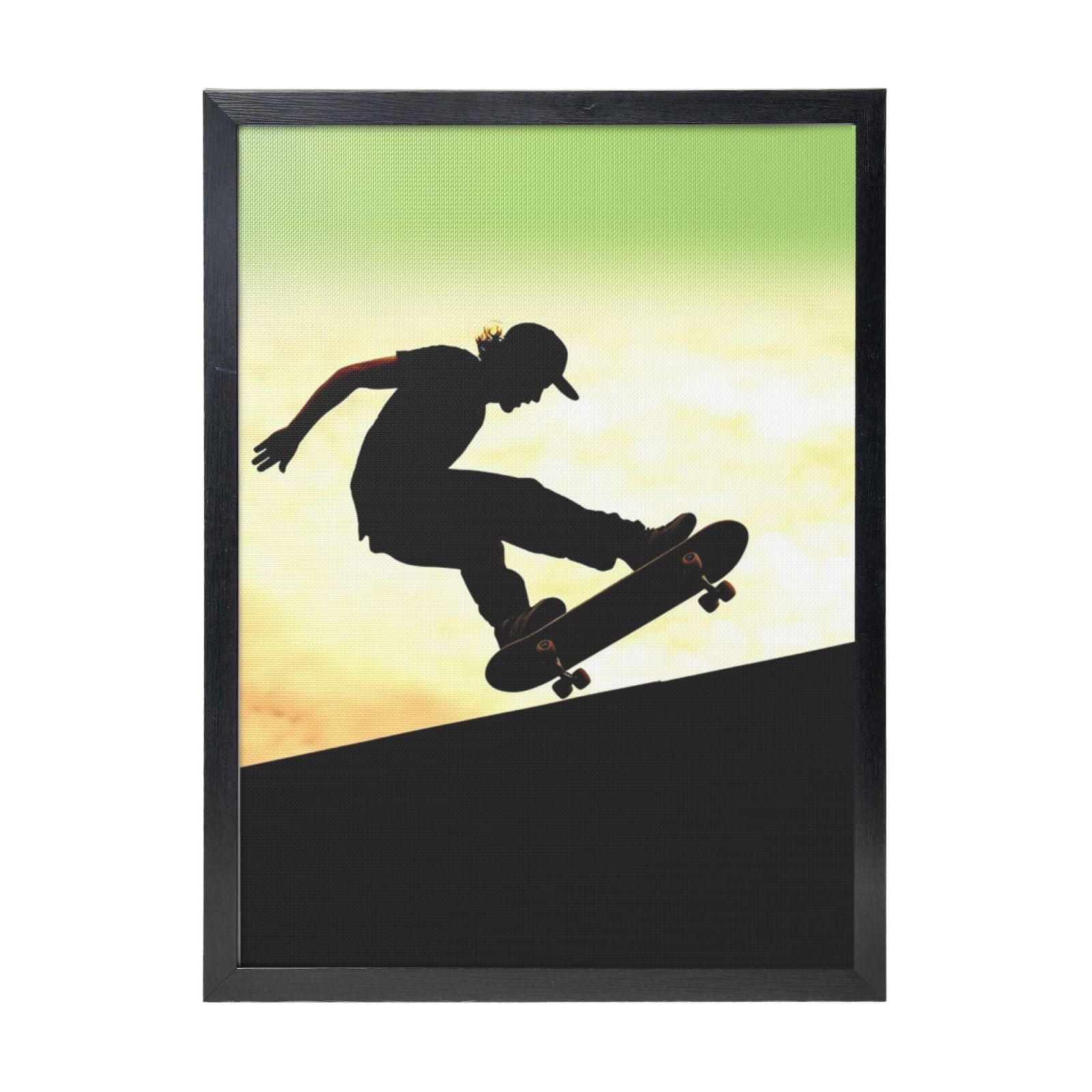 Framed Wall Art - Decorative Canvas Painting Skateboard Pictures Poster Aesthetic Modern Prints Artwork for Bedroom Office Wall Decor Ready To Hang 12x16 in