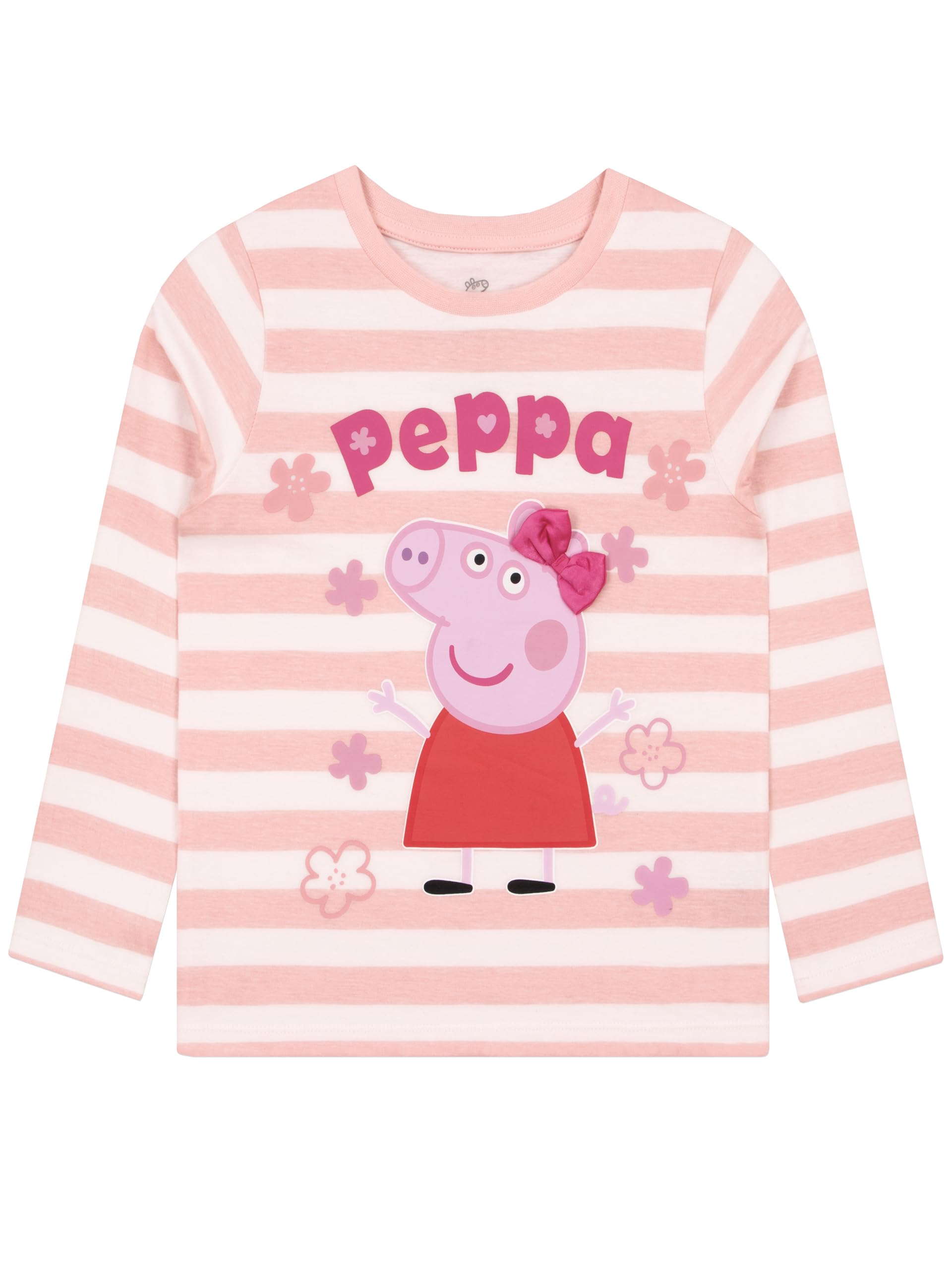 Peppa Pig Maglietta Manica Lunga con Fiocco 3D, Maglia Bambina Adorabile, Maglietta Maniche Lunghe da 18 Mesi a 8 Anni