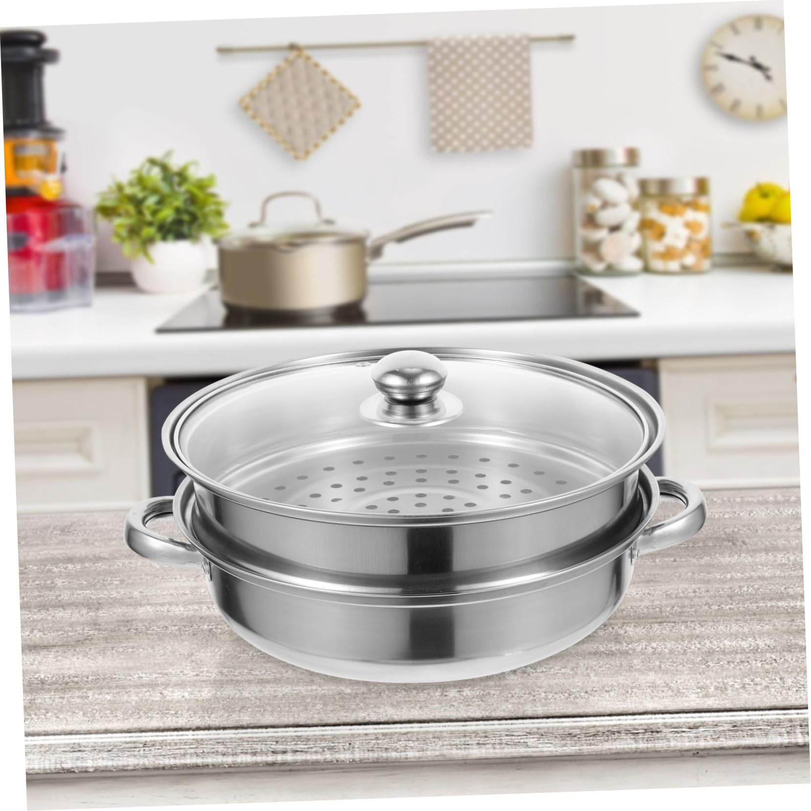 ULTECHNOVO Vaporera de Alimentos de Doble Capa en Acero Inoxidable para Cocinar al Vapor Tapa, Apta para Lavavajillas y Uso en Cocina Profesional