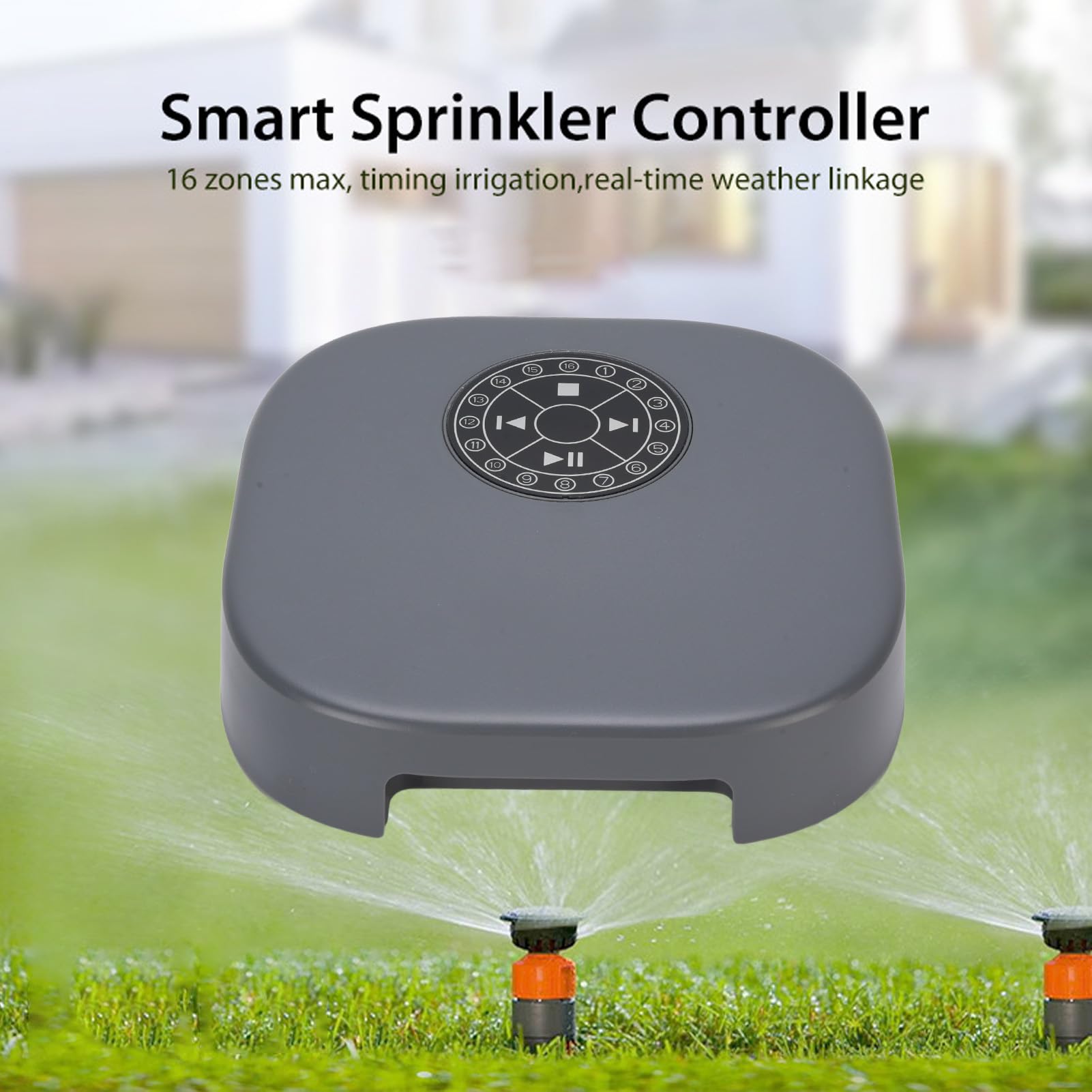 Zerodis Timer Nawadniania WiFi, Inteligentny Sterownik Zraszaczy z Opóźnieniem Deszczowym do Systemu Nawadniania Trawnika Ogrodowego, 16-strefowy Ekran Dotykowy Bluetooth (Wtyczka UE 220 V)
