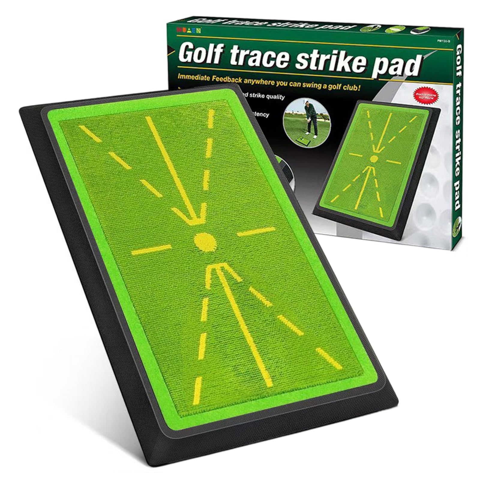 Golf Practice Mat with Swing Path Feedback – Heavy Duty Anti-Slip Rubber Base for Indoor/Outdoor Training | Portable Divot Board for Swing Analysis for Beginners, Adults & Kids