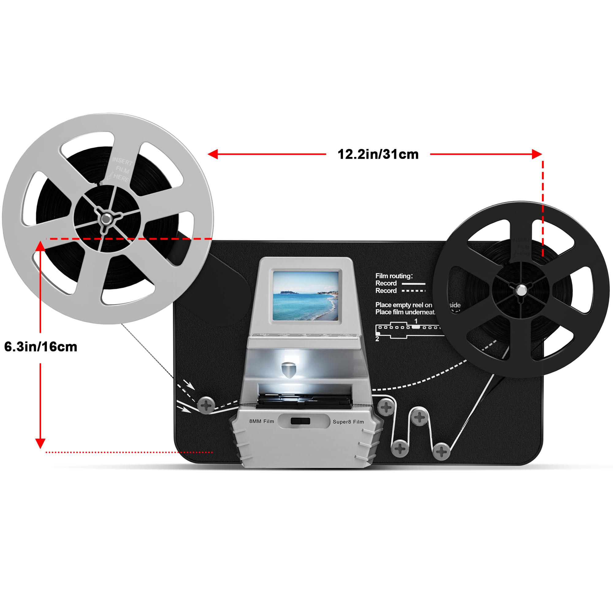 Super Escáner de 8/8 mm, convertidor en Rollo Digital (película Sobre Rollo de 3 pulgadas, 5 pulgadas, 7 pulgadas y 9 pulgadas), digitalizador de vídeo Con pantalla LCD de 2,4 pulgadas