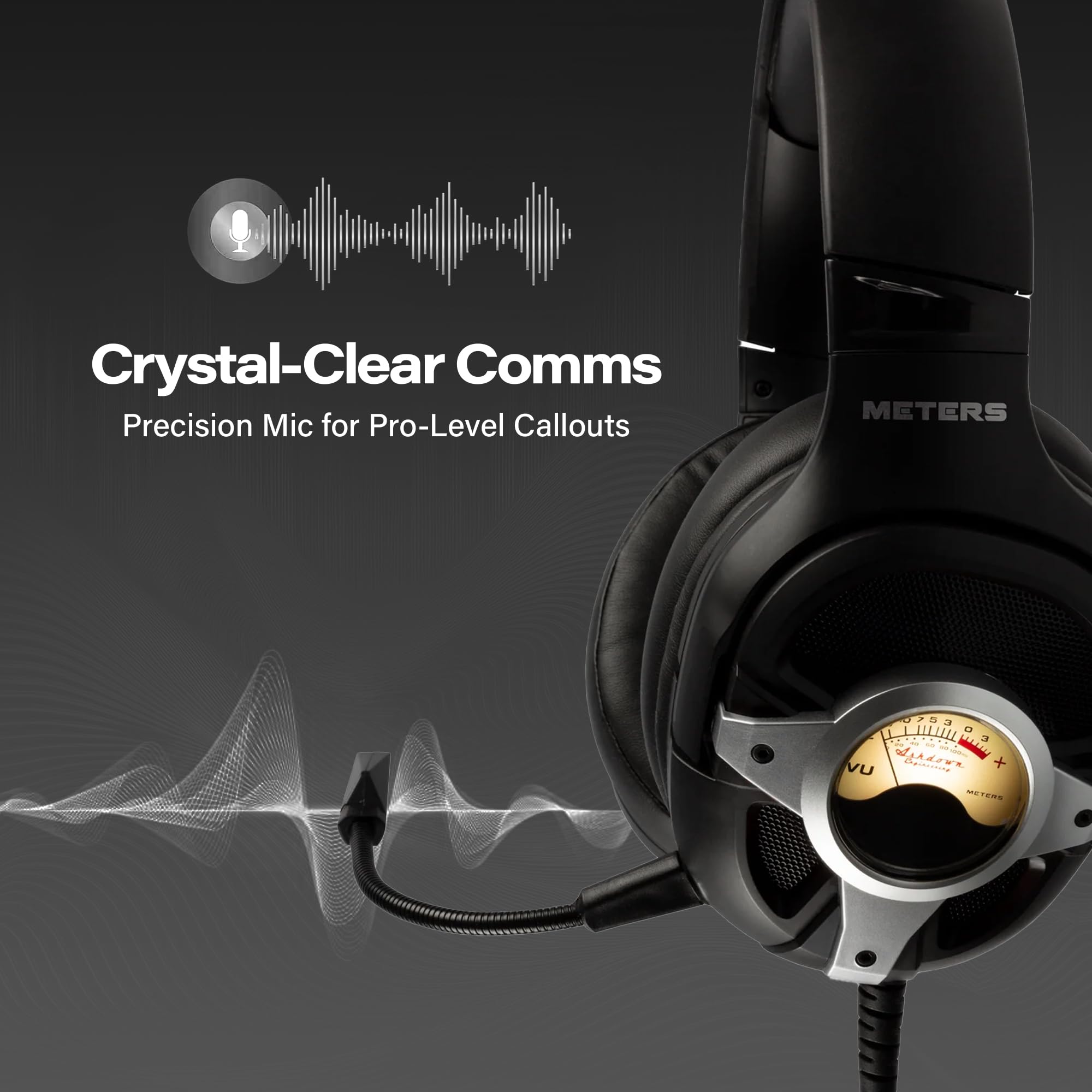 Meters M-LEVEL-UP, cuffie da gioco, suono surround 7.1, microfono staccabile, potenti driver da 50 mm, telecomando in linea, RGB personalizzato luminoso e VU unico, compatibile con PC, PS4 e Xbox