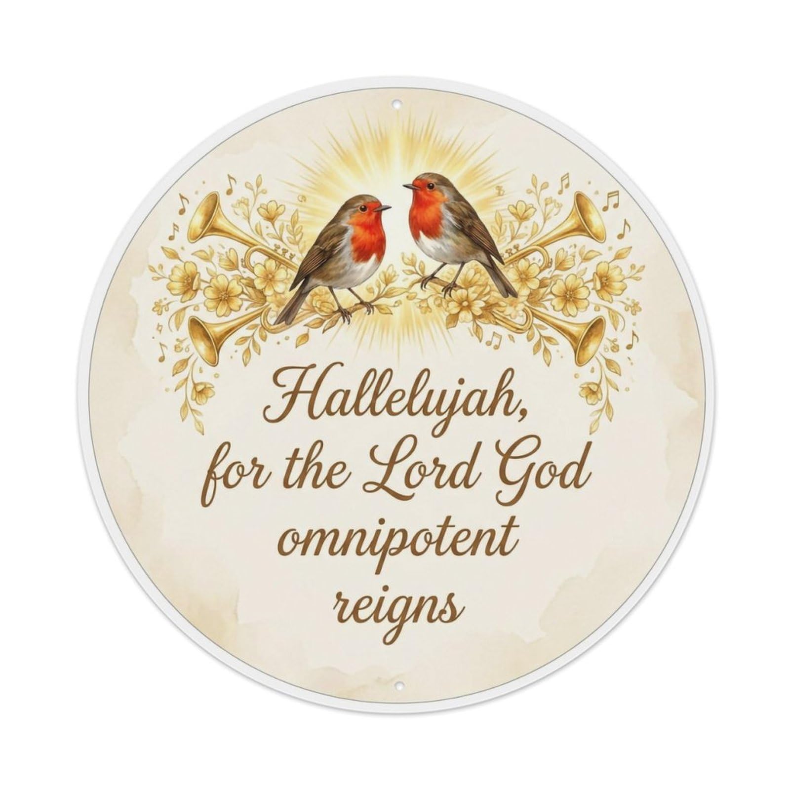 Okahys 8X8inch(20X20cm) European Robin Garden Sign Heaven Love Hallelujah Metal Tin Sign