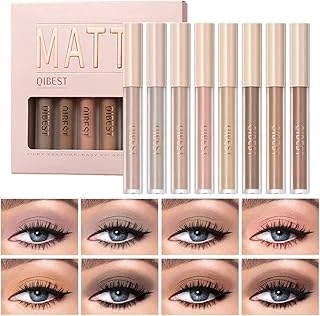 BIOKUSY 8 Pack Liquid Eyeshadow Matte, Brown & Taupe Matte Neutral Tones, Cream To Powder Finish, Nude Blendable Waterproo...