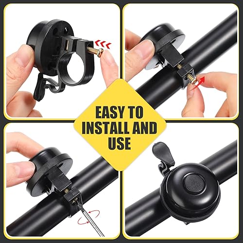 Miniatura 5 de BBTO 10 campanas de bicicleta de aleación de aluminio con sonido claro, color negro, fuerte, nítido, bicicleta, scooter, triciclo, accesorios de