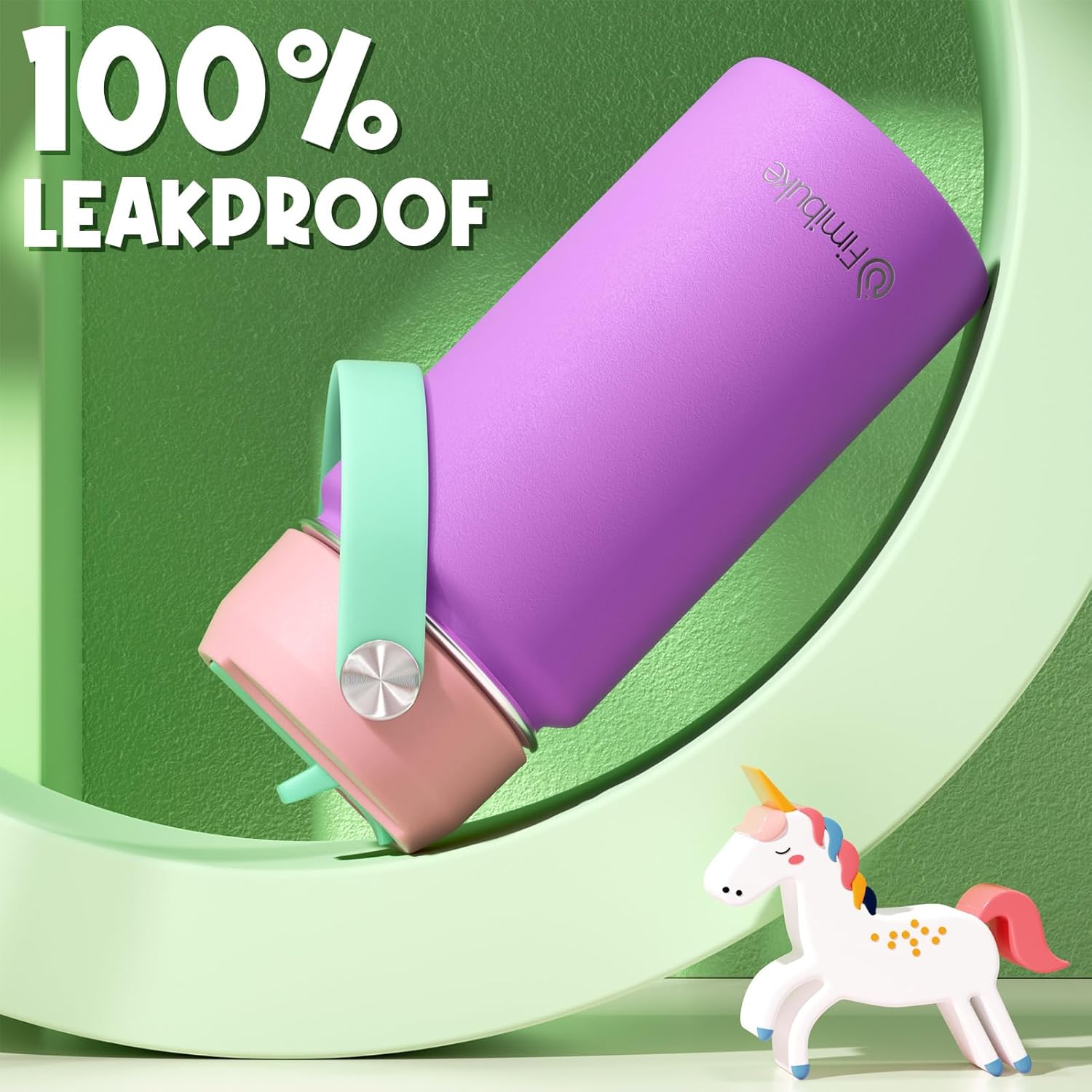 Fimibuke Kids Insulated Water Bottle, 14oz BPA FREE 18/8 Stainless Steel Travel Tumbler Double Wall Vacuum Leak Proof Kids Cup with Straw Metal Water Bottle for School Boys Girls(1 Pack, Amethyst) - Image 4