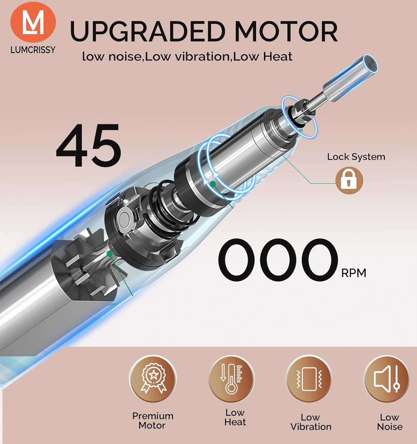 45000RPM Electric Nail Drill with EVA Case & Holder, Professional Rechargeable Nail File Machine with 2×2000mAh Battery 13 Drill Bits ,Cordless Efile Kit for Manicure Pedicure Salon Home