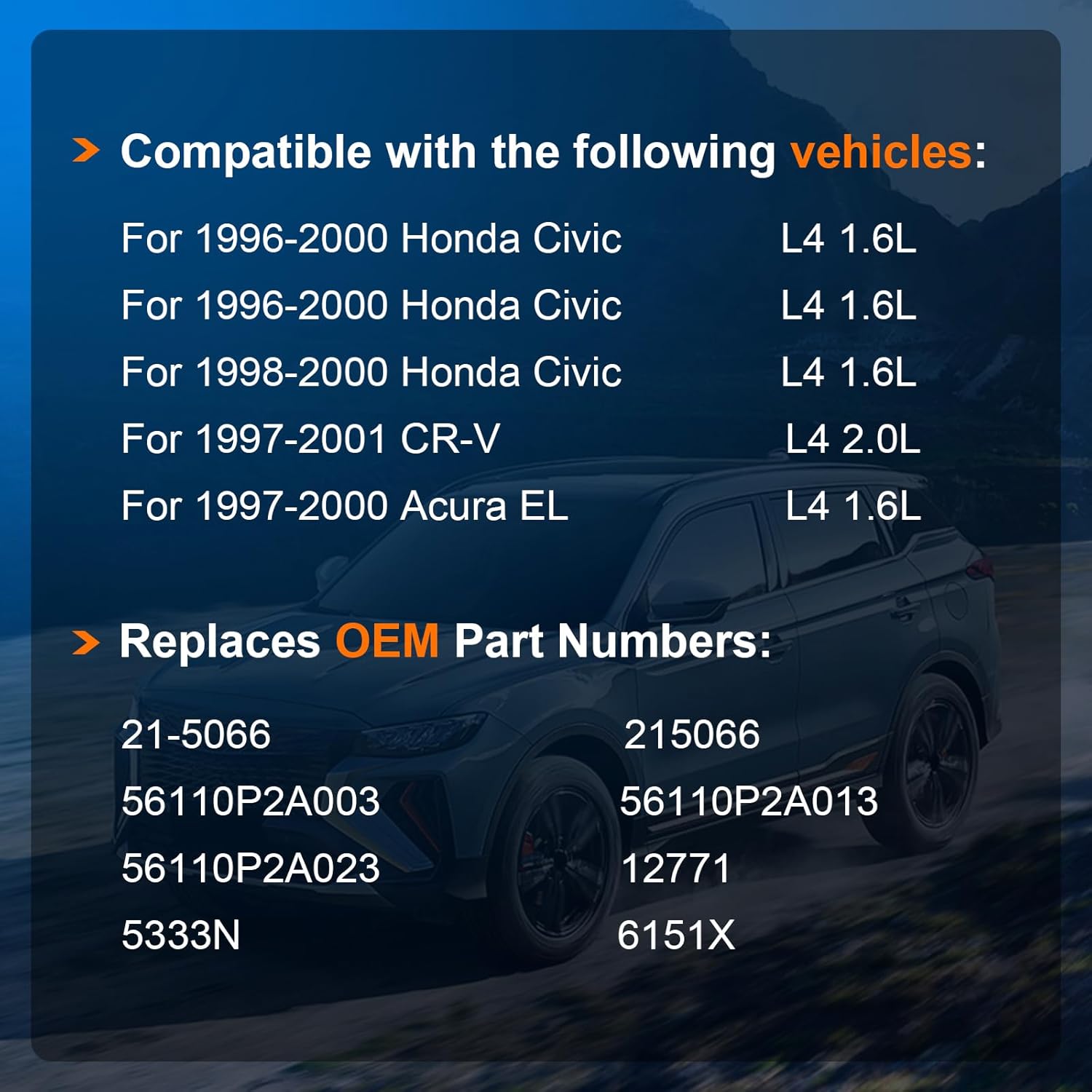 Power Steering Pump Compatible with Honda Civic 1996-2001, CR-V CRV 1997-2001, Acura EL 1997-2000 1.6L 2.0L Gas Replaces 56110P2A003, 56110P2A013, 56110P2A023, 21-5066 Power Assist Pump