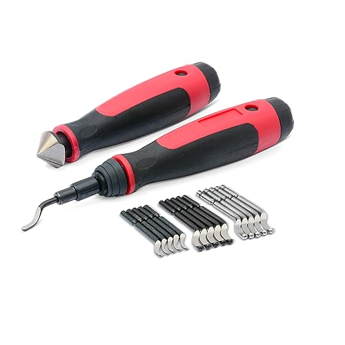 Miniatura 9 de AFA Tooling - Herramienta de desbarbado extensible de largo alcance con 16 cuchillas giratorias de acero de alta velocidad surtidas  Funciona en