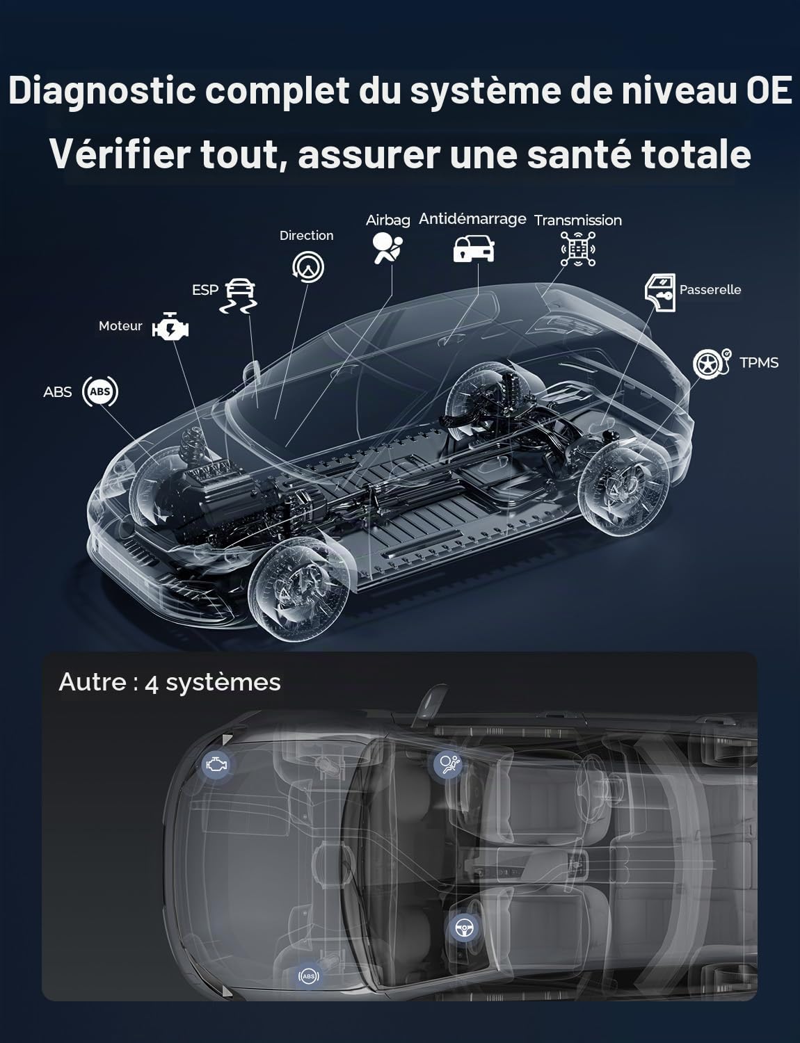 TOPDON TopScan Lite Valise Diagnostic Auto, avec Contrôle Bidirectionnel