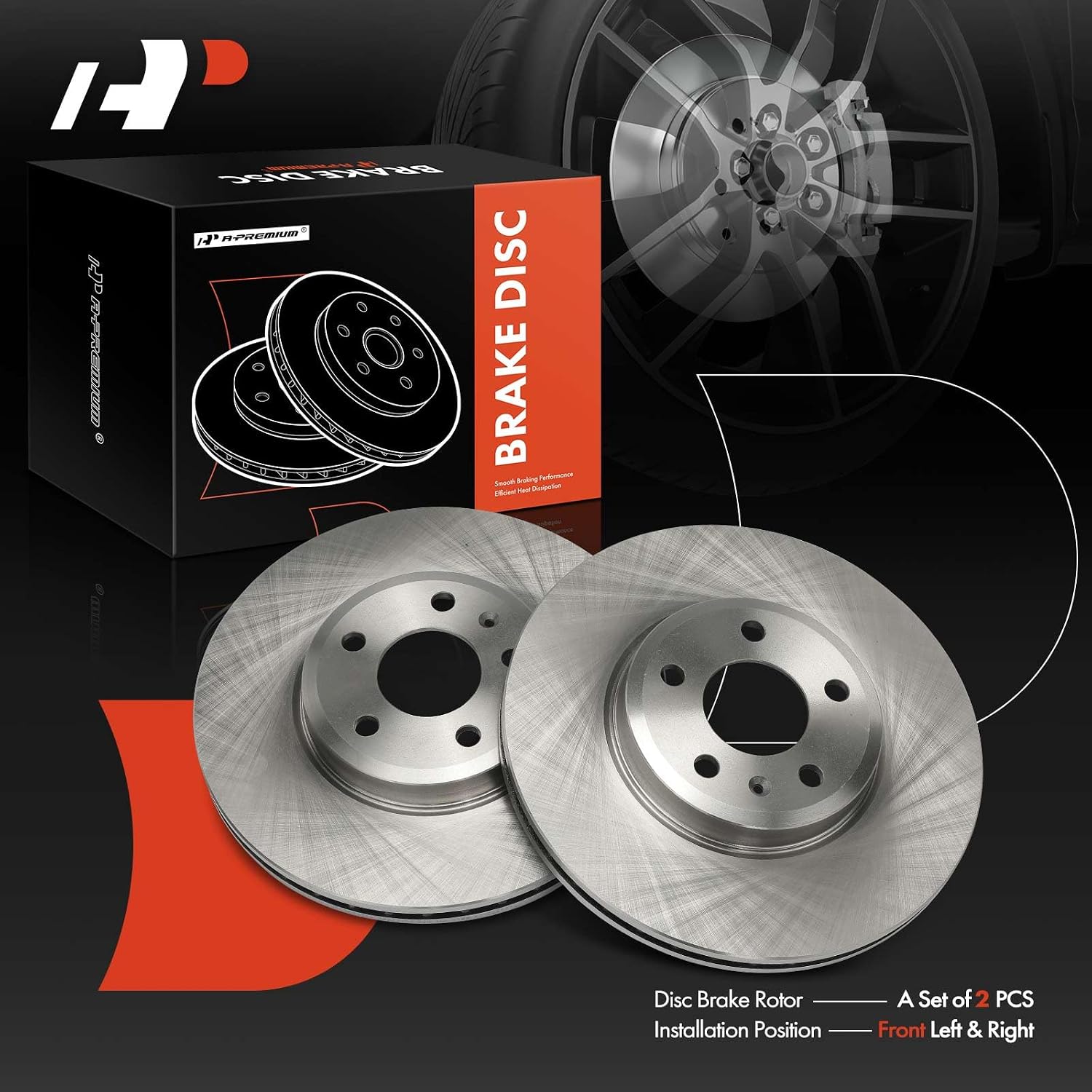 A-Premium 12.35 inch (313.8mm) Front Vented Disc Brake Rotors Compatible with Audi Models - A4 2017-2020, A4 Quattro 2017-2023, A5 2013-2014, A5 Quattro 2013-2019, A5 Sportback 2018-2023, 2-PC Set