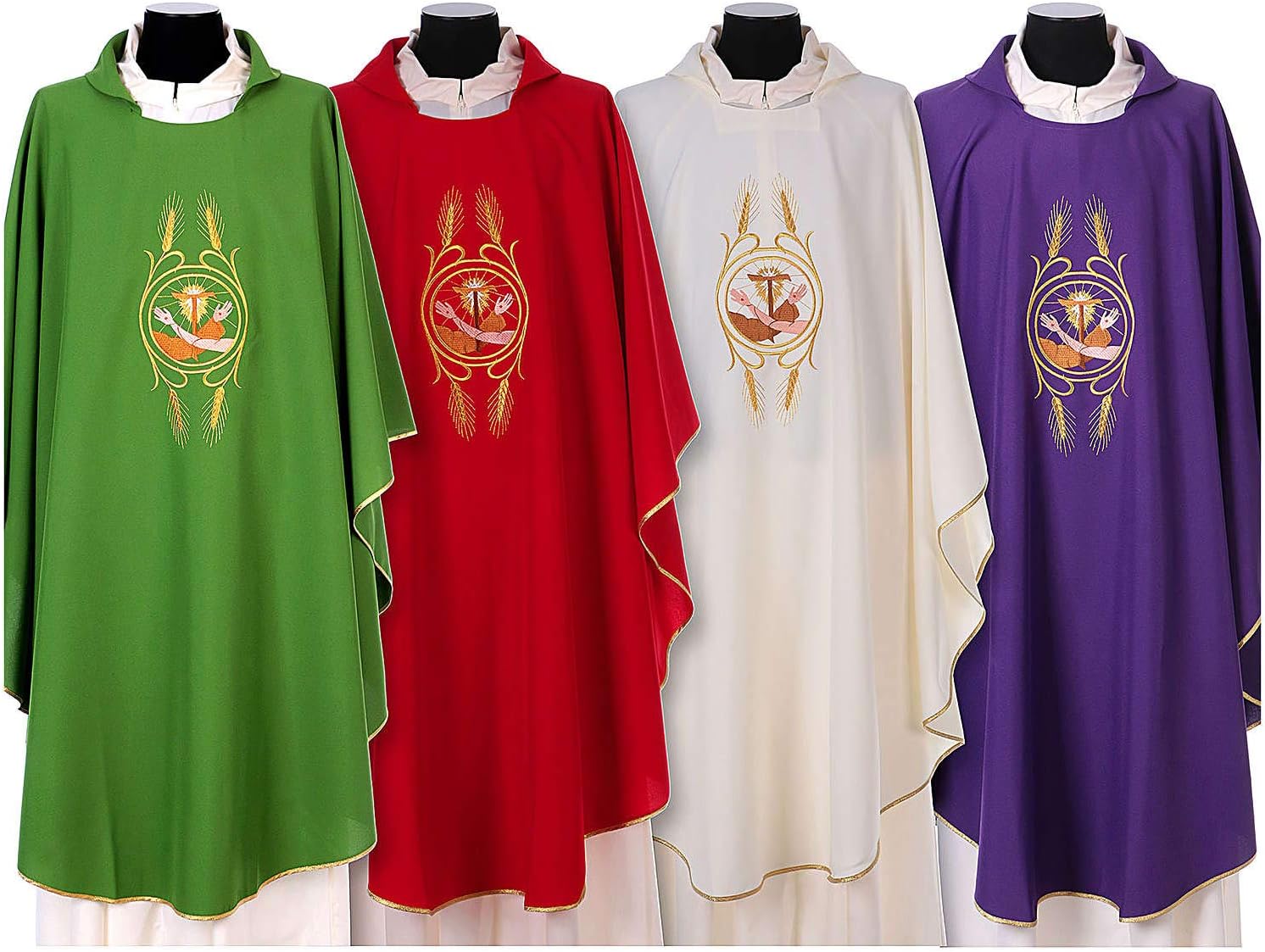Franciscan Catholic Chasuble in Polyester with Jesus and St.Francis Hands, PurplePurple