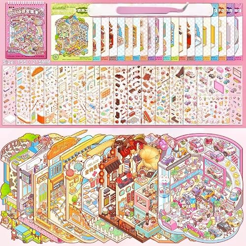 Tuyatezhi Hc 10 3.0-Pink Miniature Scene Sticker,10 Sets House Scene Stickers With Tweezers Make Your Own Warm Home For Adults Relief Stress,Party Favors Birthday Gift （Pink）