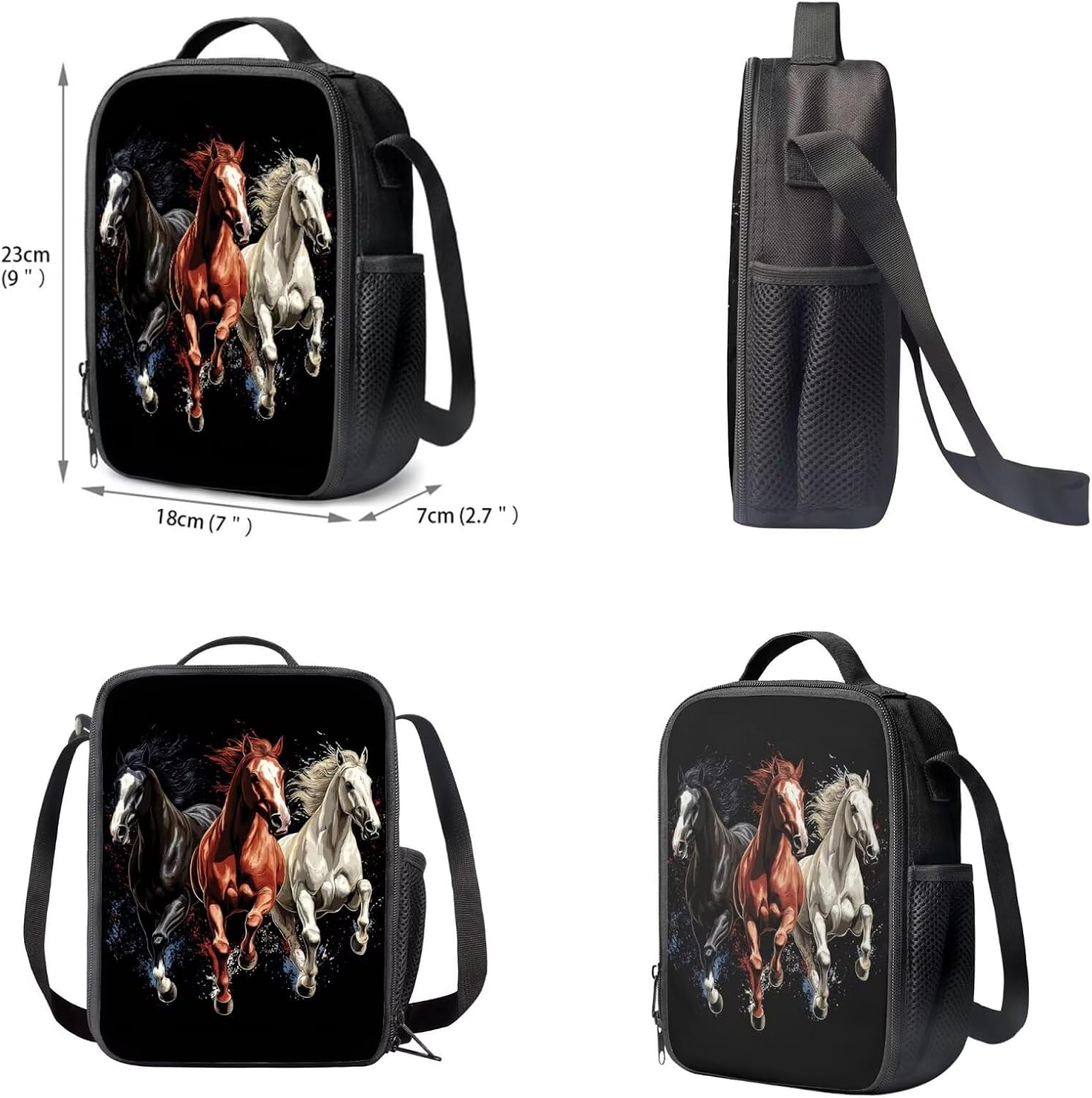 Upetstory Girls' School Bag Horse Backpack with Lunch Box Boys Kids Bookbag Set Elemenatry School Bag Kindergarten Preschool Pencil Case Water Bottle Sleeve Book Cover Travel Back Pack