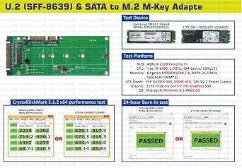U.2 (SFF-8639) and SATA 7+15 Pin to M.2 SSD Adapter up to 110 mm Size