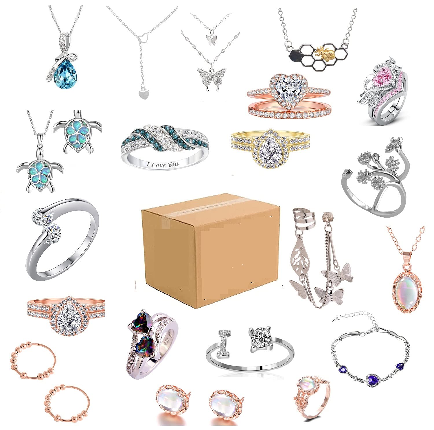 Mystery_Box Rings for Women, Lucky_Box Mystery_Boxes Wedding Jewelry, Super Costeffective, Random St