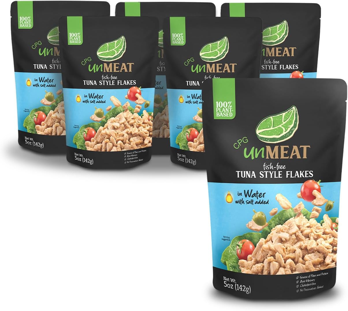 unMEAT Plant Based Tuna Style Flakes | Easy to Prepare Plant Based Tuna Pouch | Tuna in Water, 5 Ounce Pouch (Pack of 6)