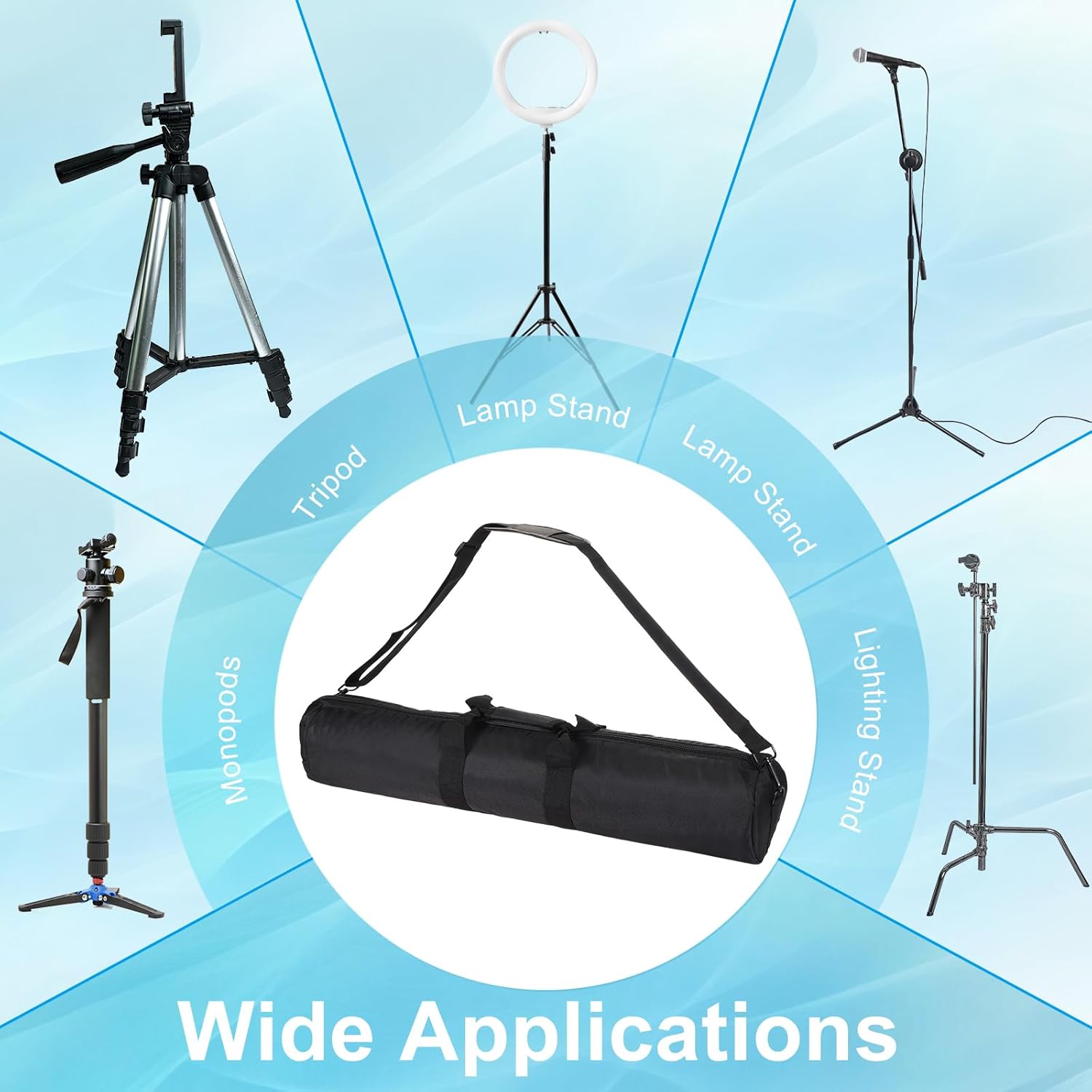 PATIKIL 31.5"x5.12" Tripod Carrying Case, 1Pack Nylon Padded Tripod Bag with Handles for Light Stands Tripod Photography Accessories, Black