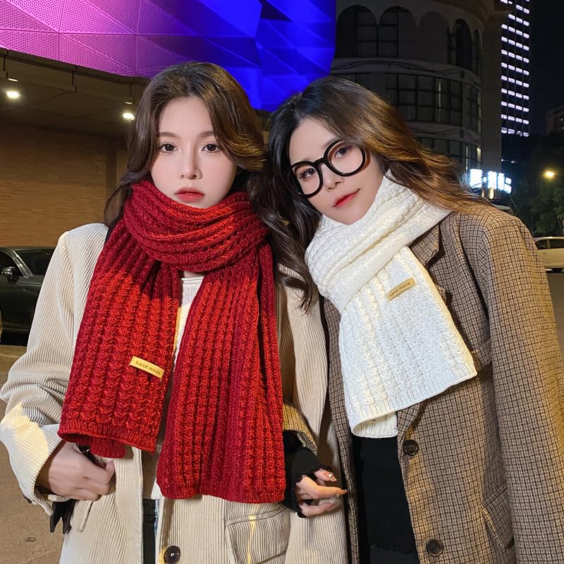 Winter Chunky Knit Scarfs Women's Thick Warm Knit Scarves Soft Long Chunky Knitted Scarf for Outddor Men & Women2