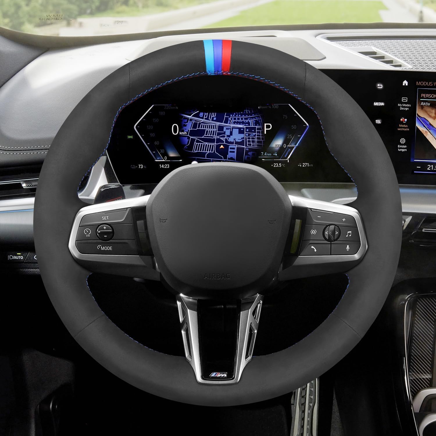 Steering Wheel coverLoncky Steering Wheel Cover for BMW X1 U11 2023 2024 / X2 U10 2024 Car Custom Fit Hand Stitched OEM Balck Genuine Leather Suede Interior Accessories