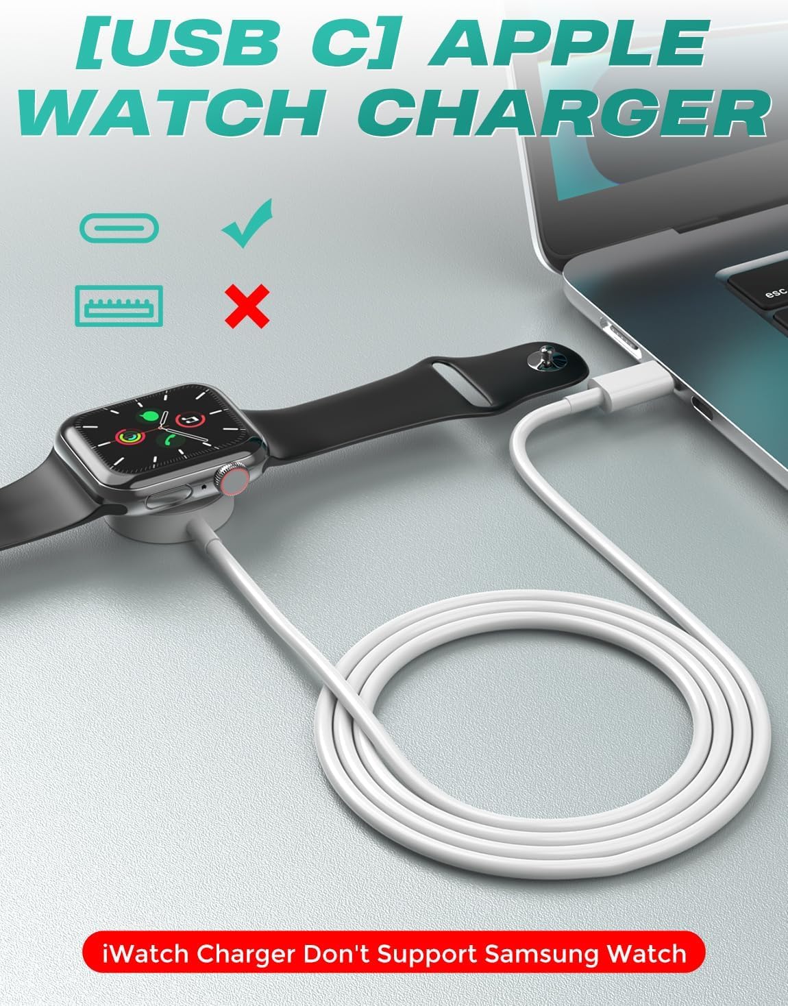 [2 Pack USB C] for Apple Watch Charger USB C Magnetic iWatch Charger Wireless Portable Compatible with iWatch Ultra3 Ultra2 Ultra Series 11/10/9/8/7/6/SE/SE2/SE3/5/4/3/2/1-[3.3ft/1m] — view 2