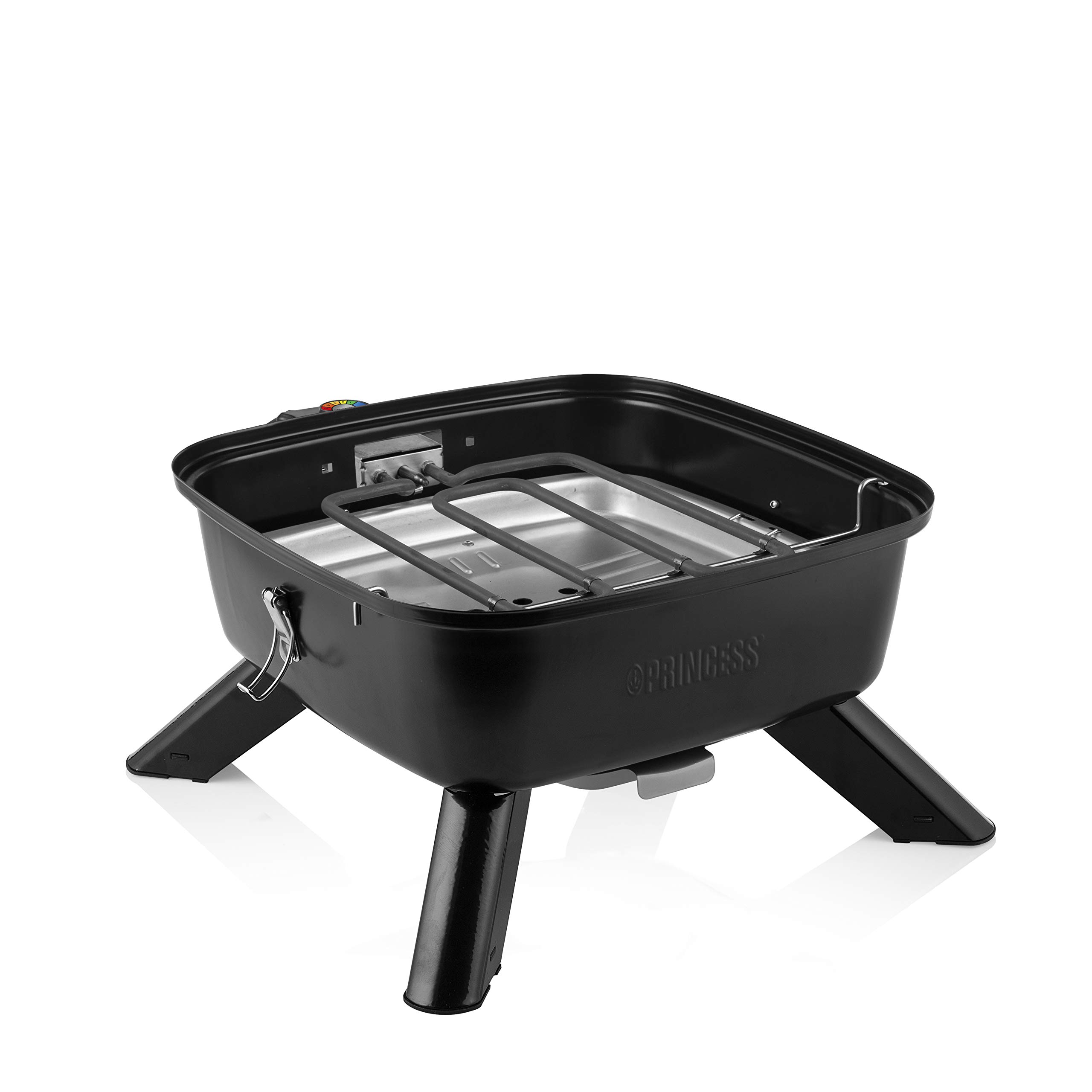 Princess 112256 Barbecue Ibrido Portatile, Elettrico e a carbonella, Metallo, Nero