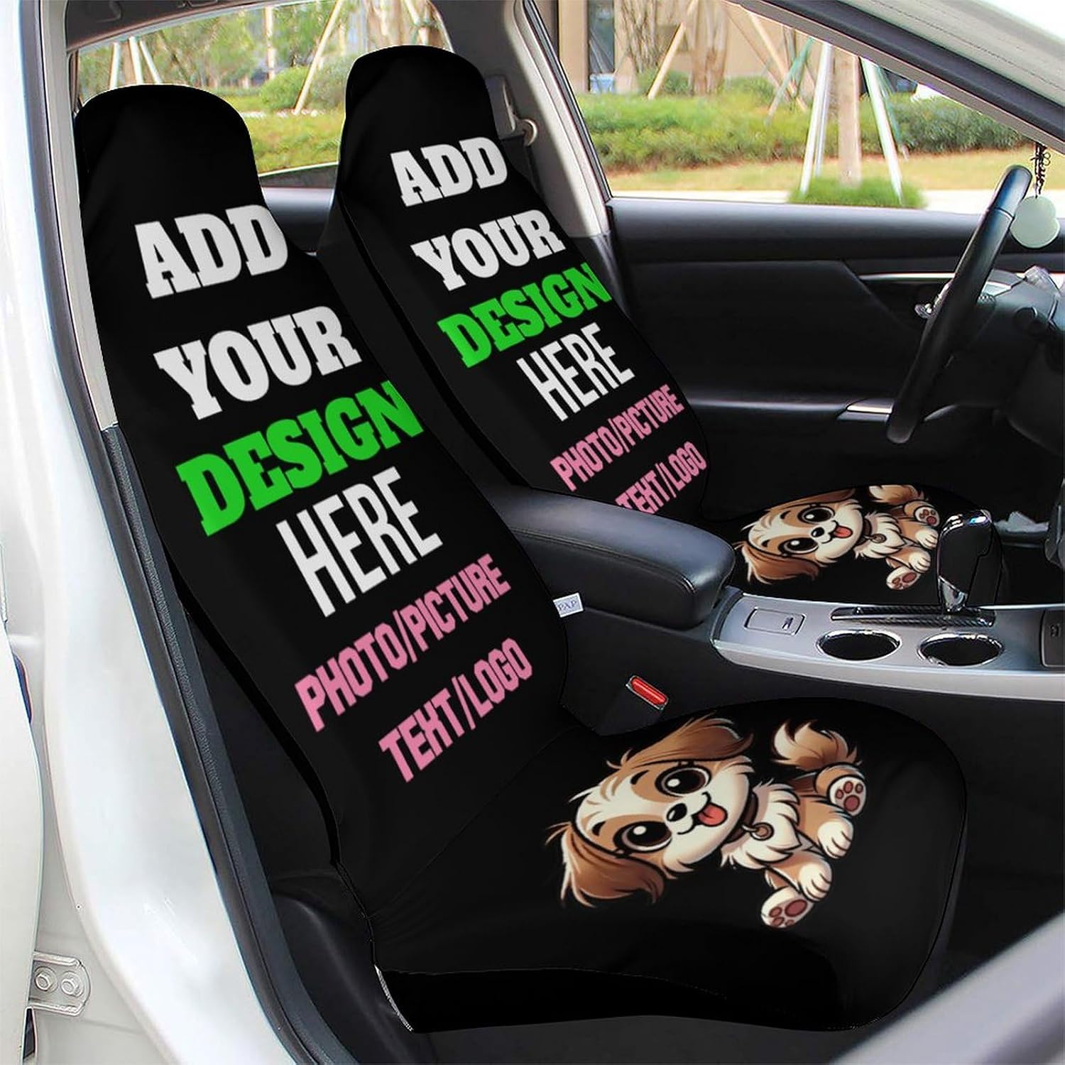 2 Piece Custom Automotive Seat Covers Personalized Car Seat Covers Design Your Own Nonslip Seat Protector Add Photo/Picture/Text