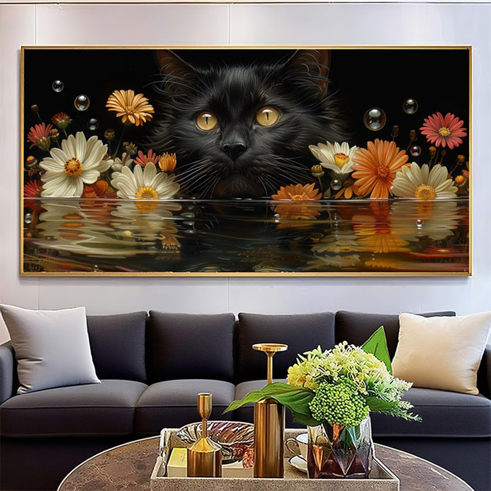 Diamentowe malowanie kota Diament Malarstwo dla dorosłych, 5D Diament Malarstwo Stokrotka Haft Diamenty Duży Format 80x160cm, DIY Rhinestone Ścieg krzyżykowy Ręczna aktywność do dekoracji ścian