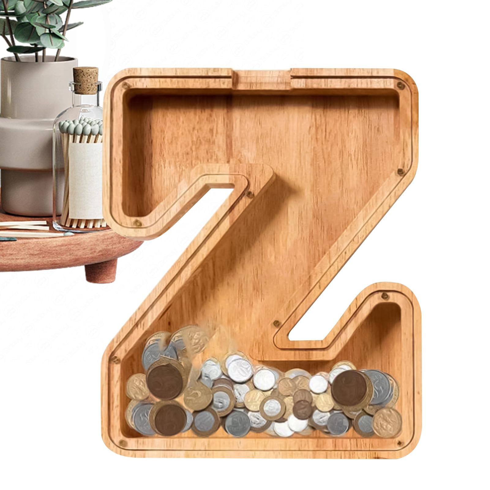 Tirelire en bois lettre coffre-fort pour économiser l'argent liquide et budget de vacances