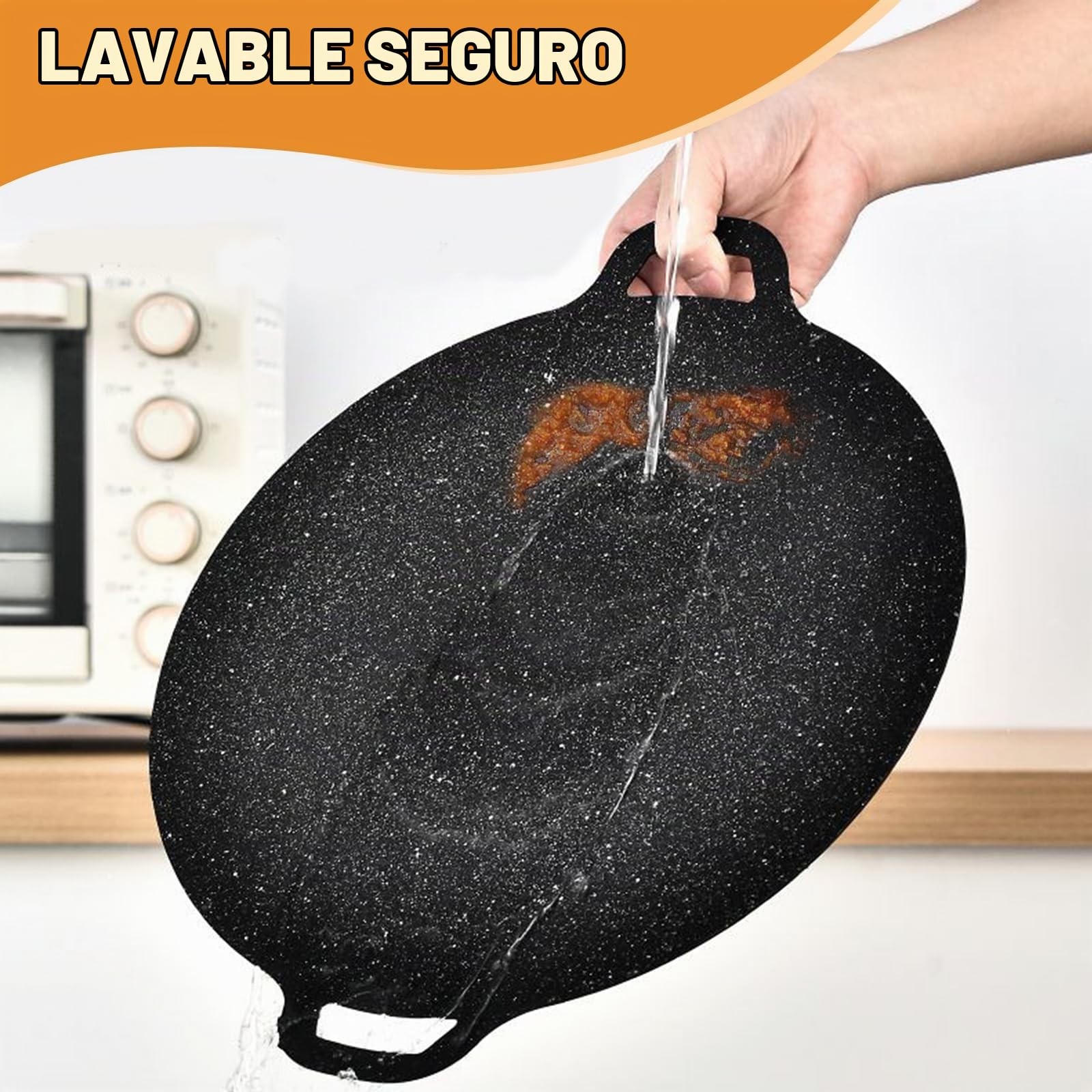 Sartén coreana para barbacoa, parrilla redonda de 32 cm, sartén redonda antiadherente, compatible con parrilla interior o exterior