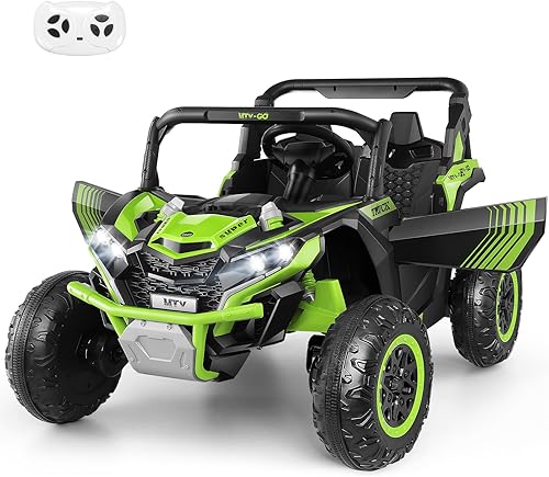 Vista 11 de Hikole Juguetes de Montar de 24V para Niños y Niñas, UTV para Niños de 2 Asientos con Control Remoto para Padres, Funciona con Motores de Batería