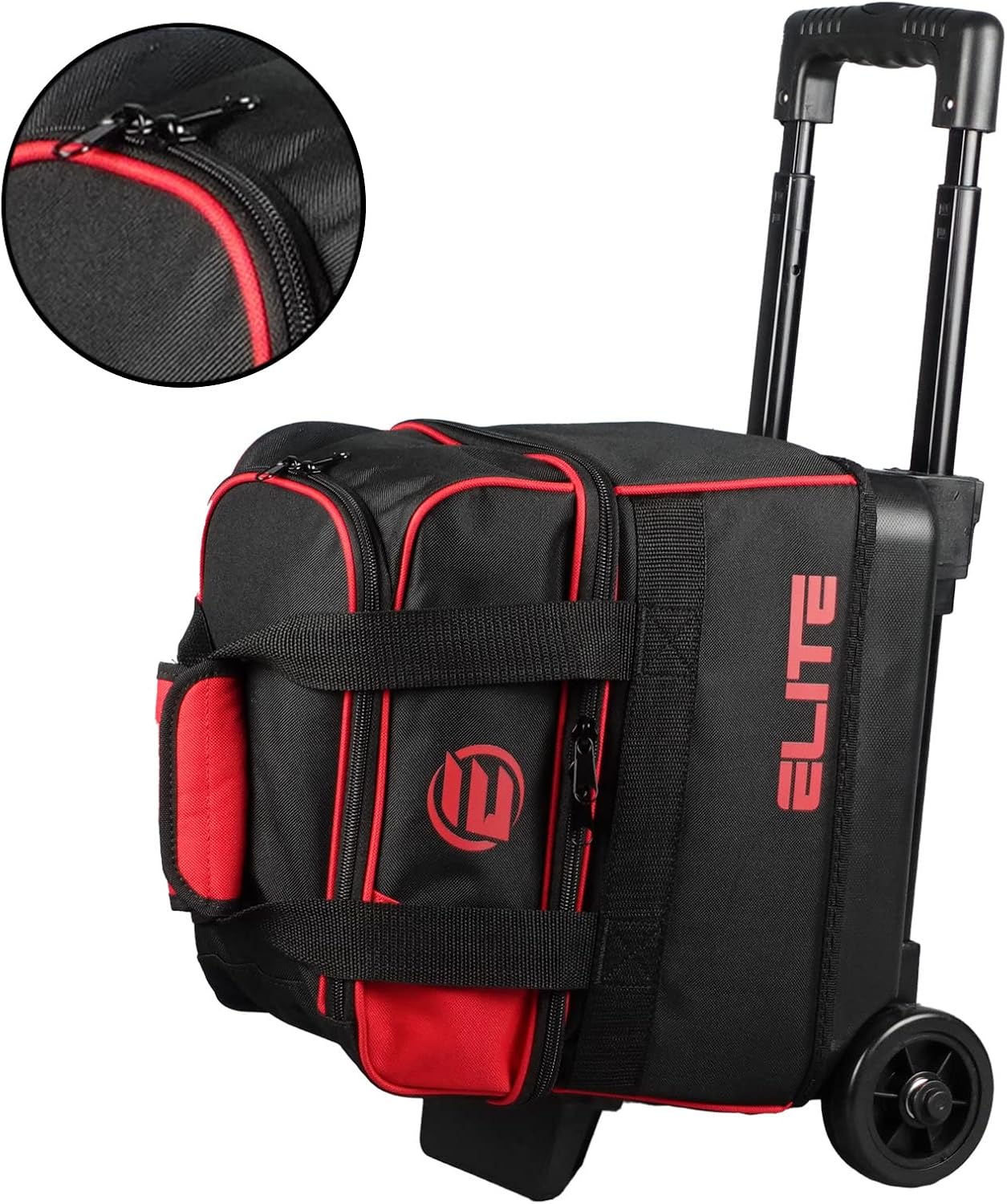 ELITE Basic Single Roller Bowling Ball Bag | Multiple Colors | Fits Up to Size 10.5 Shoes | Compact Design | Bowling Bags With Wheels