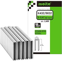 meite 18 Gauge 1/4-Inch Narrow Crown Staples, 1-1/4" Length 304 Stainless Steel Staples for Heavy Duty and Upholstery 1,600 Counts