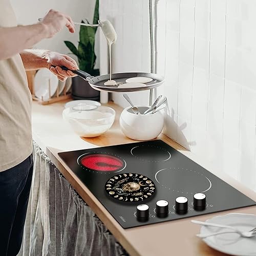 Miniatura 6 de Juego de 4 fundas para quemadores de estufa de gas con diseño de mariposa y esqueleto, de 8 pulgadas y 10 pulgadas, cubiertas superiores para estufa