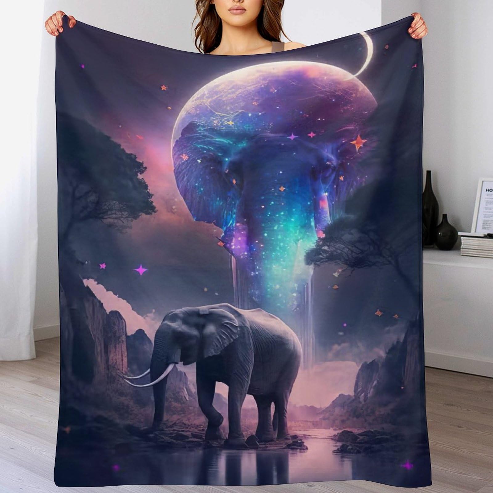 Couverture éléphant en flannel douce et chaude plaid jeté de lit pour canapé 180x200cm