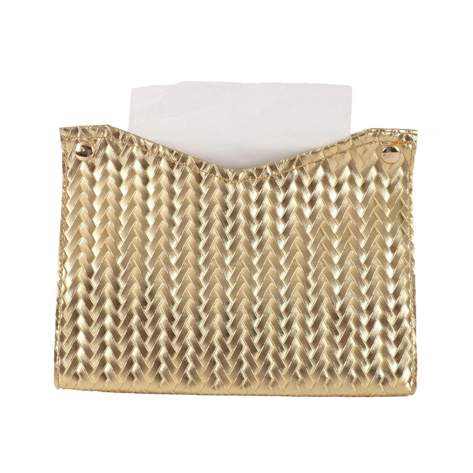 Leather Tissue Box Cover Tissue Box Cover PU Leather Holder Square Facial Case for Bathroom, Vanity Countertop, Tabletop, Car(Gold)