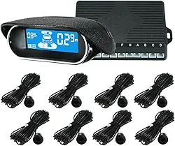 Shkalacar Sistema de radar reverso para carro, kit de sensores de estacionamento dianteiros e traseiros, 8/sensores, eletrônicos, carros, estacionamento, assistência, radar invertido, com visor LED e aviso de som