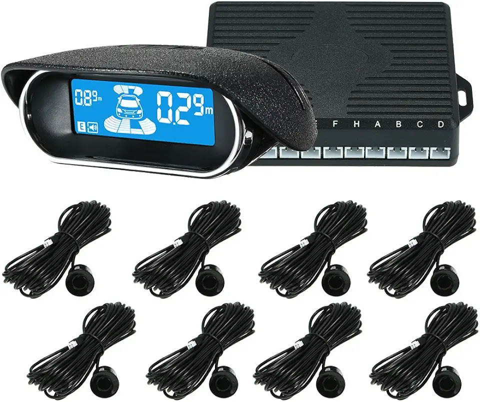 Shkalacar Sistema de radar reverso para carro, kit de sensores de estacionamento dianteiros e traseiros, 8/sensores, eletrônicos, carros, estacionamento, assistência, radar invertido, com visor LED e aviso de som