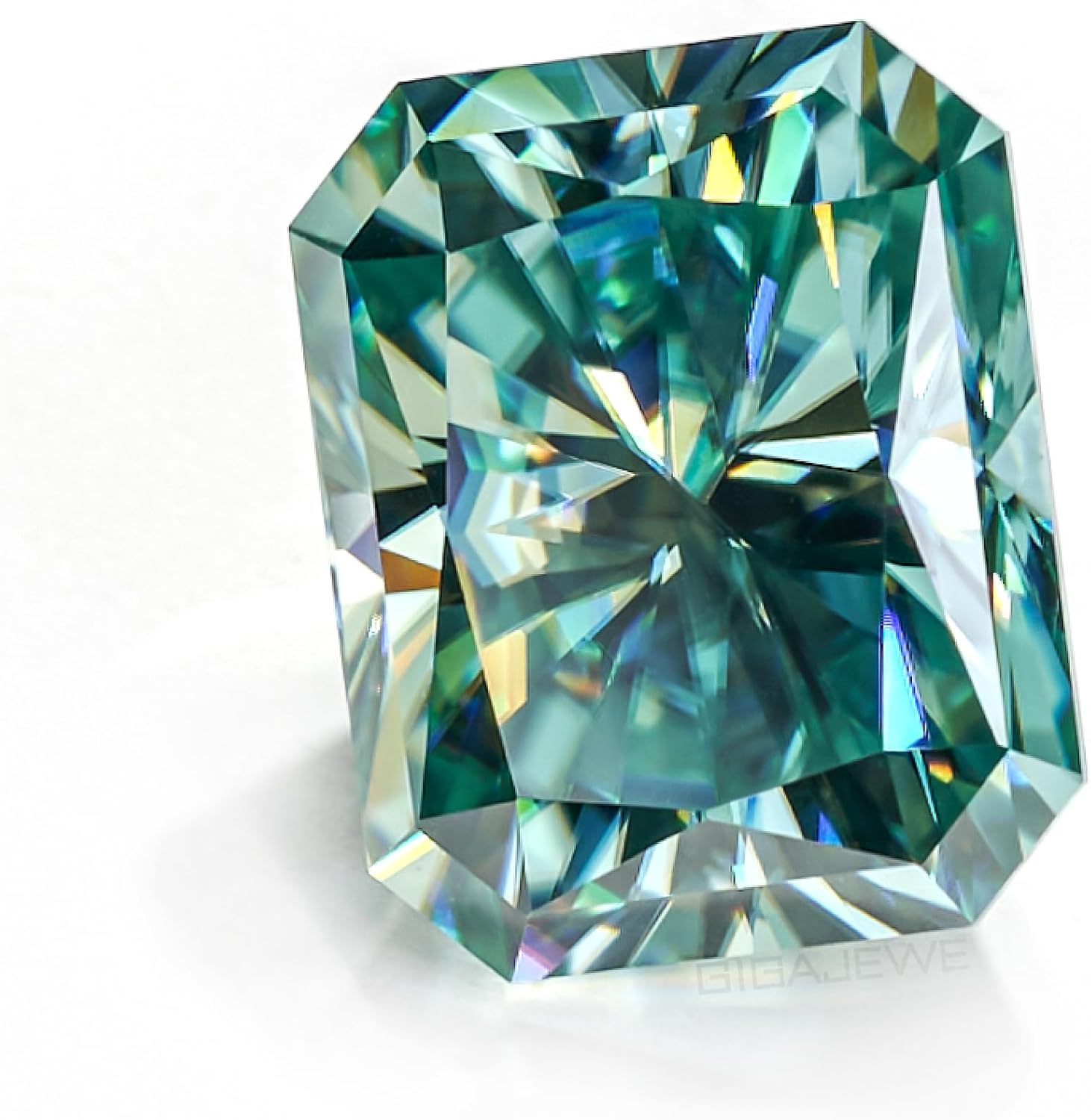 Moissanite 5x7mm 1.0ct VVS1 Blue Green Color Moissanite Radiant Excellent Cut Moissanite Loose Gemstones for Jewelry Making With Certificate