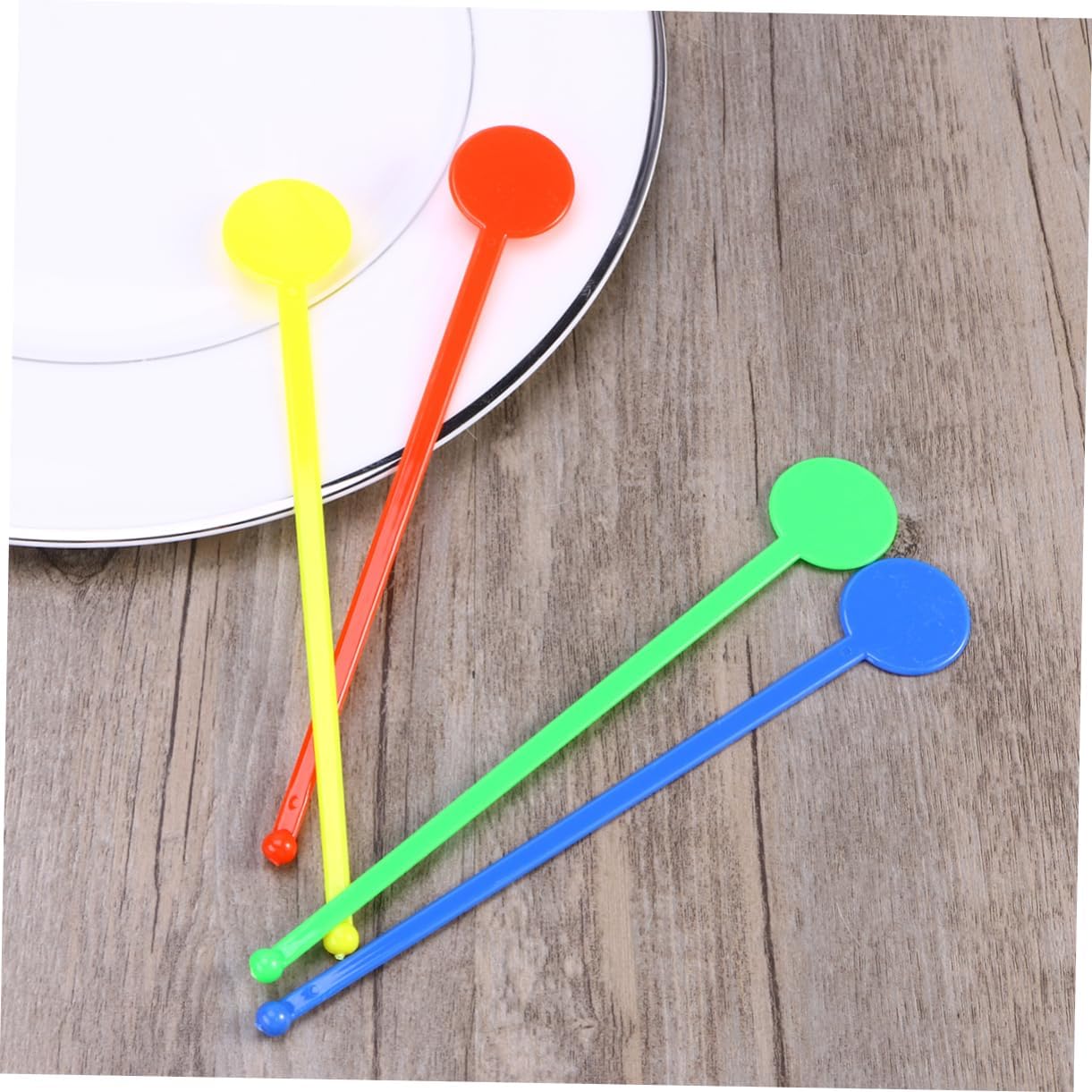 80Pcs Acrylic Swizzle Sticks Colorful Round Stirrers for Coffee Juice and Wine Reusable Beverage Mixing Straws for Home Bar Restaurant and Hotel