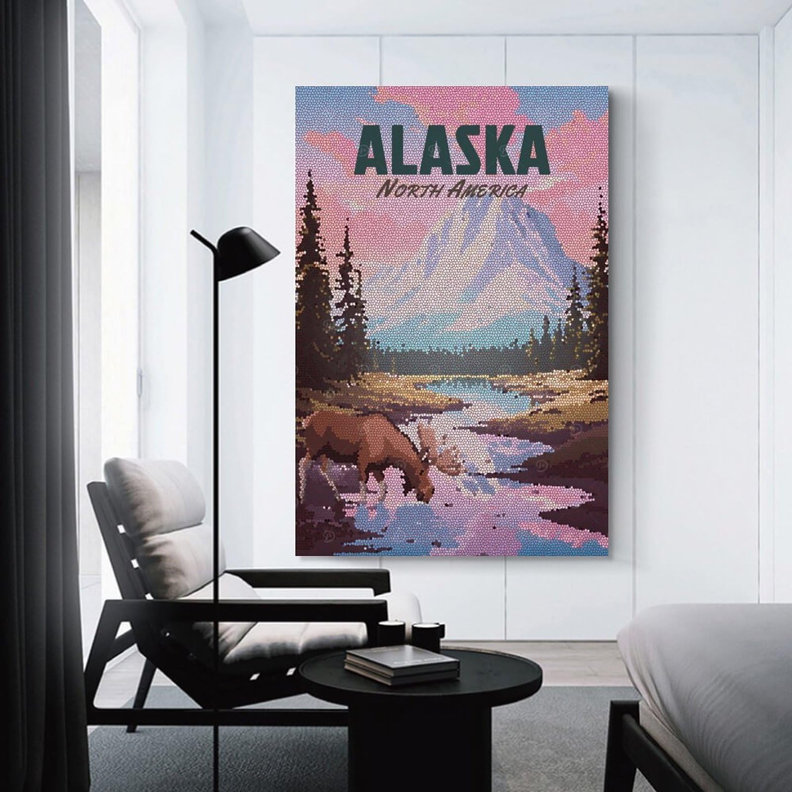 Junmoney Alaska Moose Room Decor Wall Art, 20x30inch(50x75cm), for Office, Study Or Home Workspace, Decorative Artwork for Productive Spaces