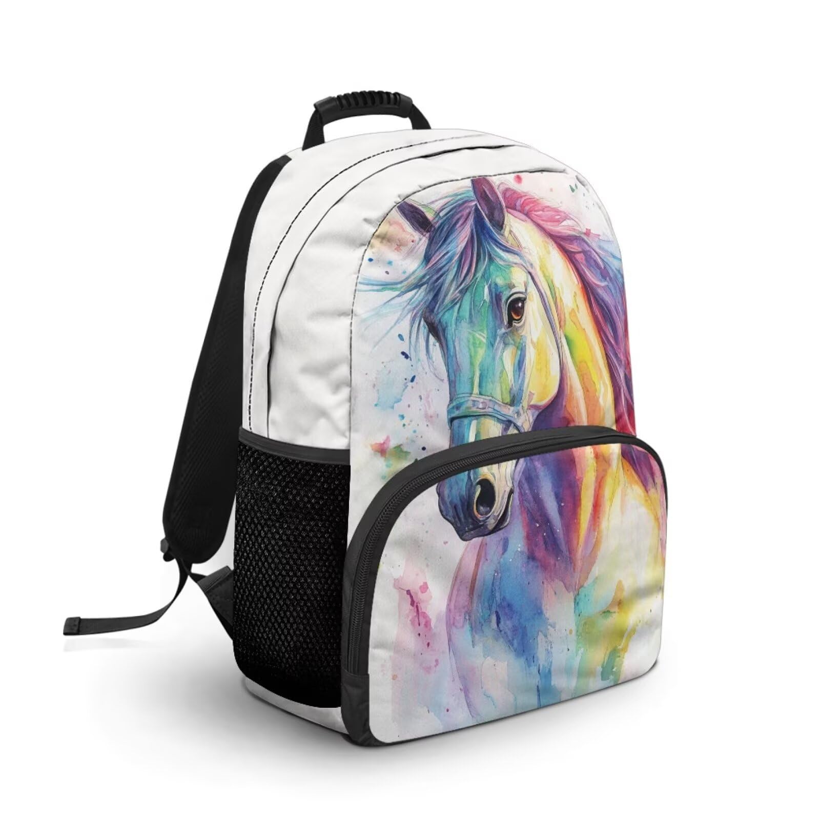 COEQINE Mochila escolar para niñas de 1er grado para adolescentes, mochila escolar de caballo arco iris para niños, bolsa ligera para niñas grandes de 4 a 6 años, regalos de cumpleaños, Caballo