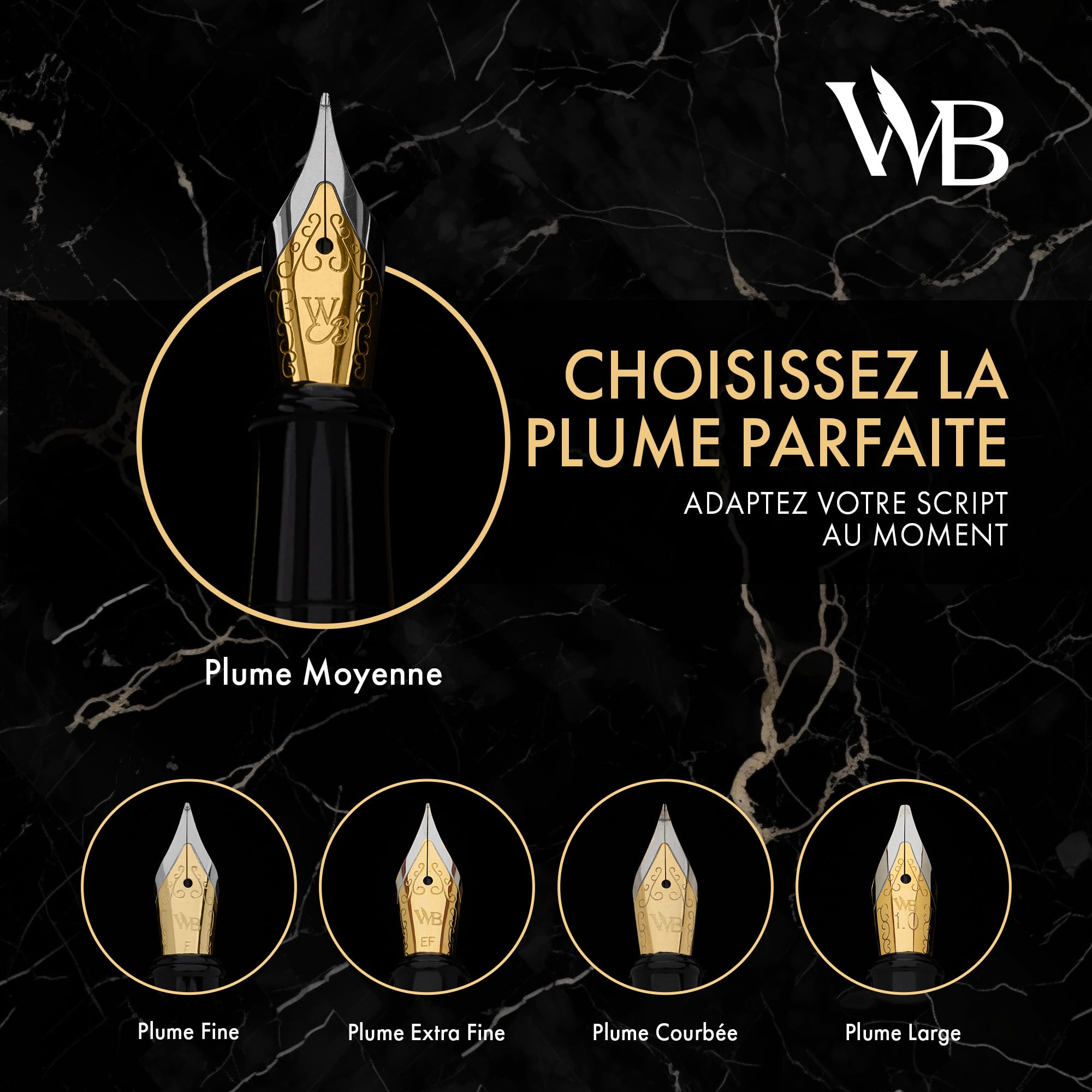 Wordsworth & Black Ensemble Stylo Plume, Plume Moyenne Dorée 18 Carats, Comprend 24 Cartouches D'encre, Convertisseur De Recharge D'encre Et Coffret Cadeau, Finition Dorée Calligraphie [Arc-en-ciel]