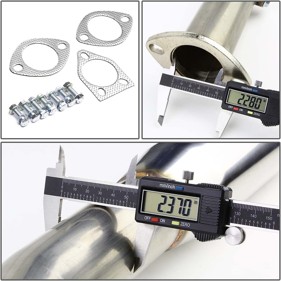 Auto Dynasty 4 Inches Rolled Muffler Tip Catback Exhaust System Compatible with 1999-2003 Mitsubishi Galant 2.4L I4, Stainless Steel