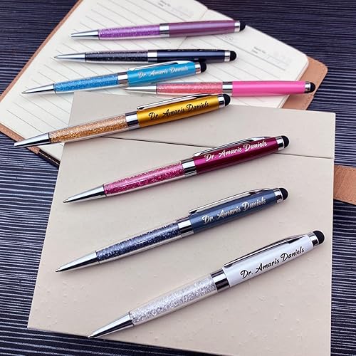 Miniatura 2 de Ancolo Bolígrafos de Negocios Personalizados Hermoso Cristal-Mensaje Publicitario Personalizado - Nombre del Equipo Grabado, Número de Teléfono,