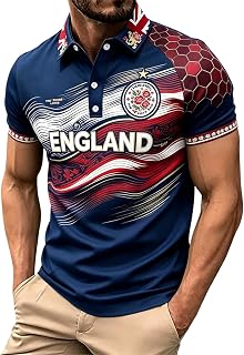 Polo - Camiseta de manga corta para hombre, diseño de bandera inglesa, bandera de inglaterra, comodidad, ocio, camiseta para hombre, transpirable, higroscópica, corte ajustado, Poloshirt Golf al aire