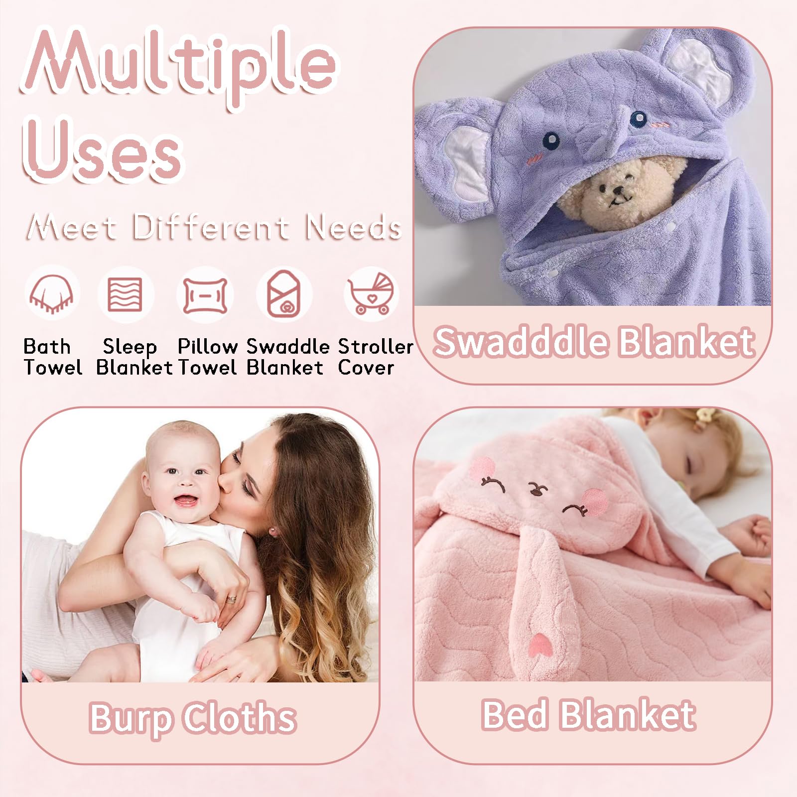 2 toallas de baño con capucha para niños pequeños y gruesas, 140 x 69 cm, toallas de baño con capucha para niña y niño súper absorbentes toallas con capucha de edad 1-5,