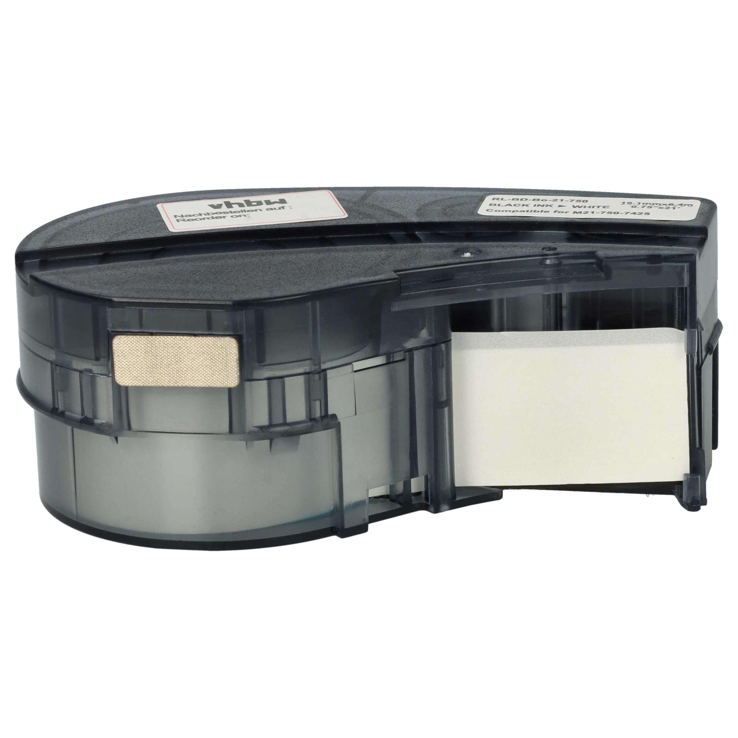 vhbw 5x Cassetta nastro compatibile con Brady M211 etichettatrice 6,4m x 19,05 mm nero su bianco, polipropilene